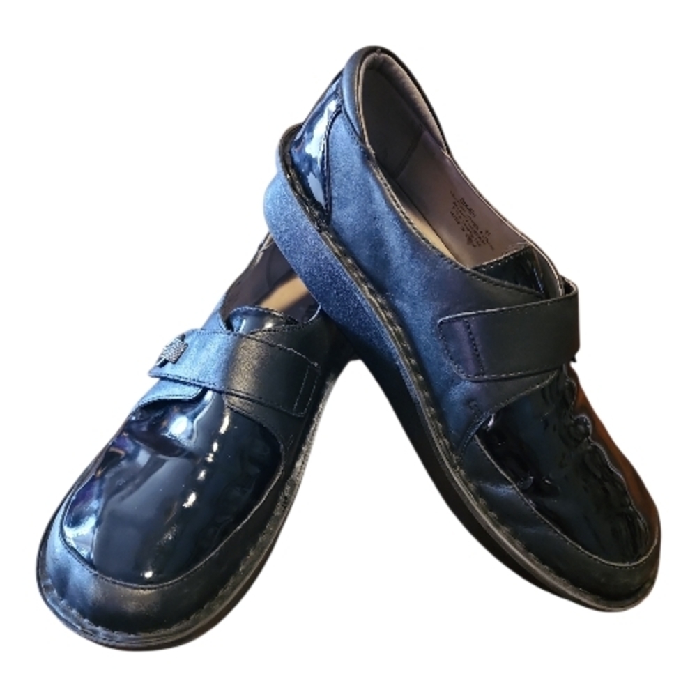 ALEGRIA | Black Dixi Cross Strap Leather Platform Loafer | EU 41 US 10‎ 10.5